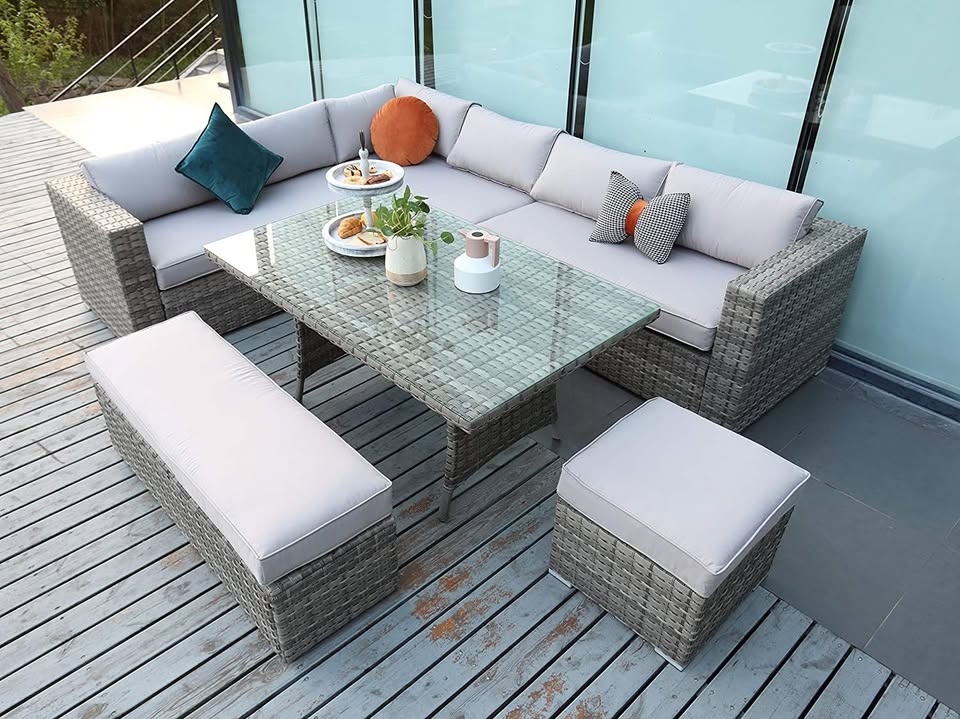 Ecosunny rattan garden furniture Andrew, 9-seater, foldable